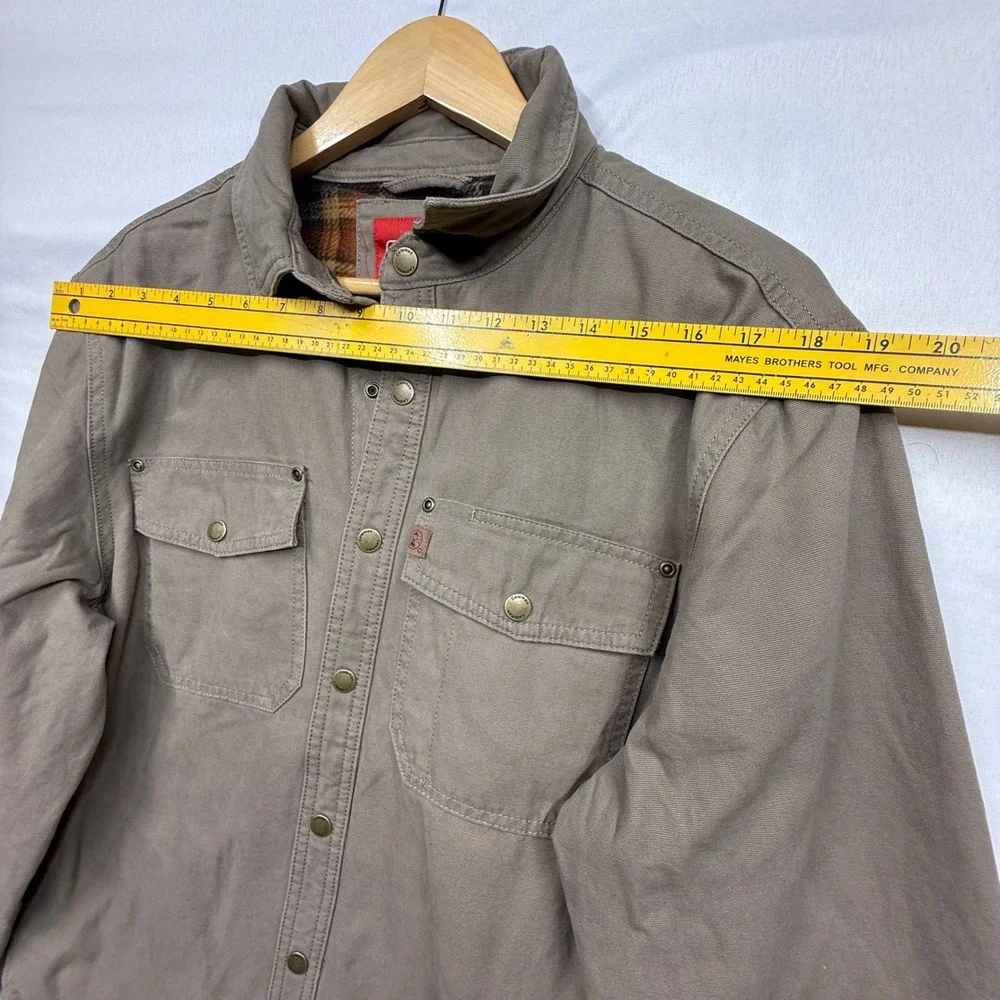 Coleman Mens Canvas Sherpa Lined Flannel Shirt Jacket Tan‎ Workwear Size M